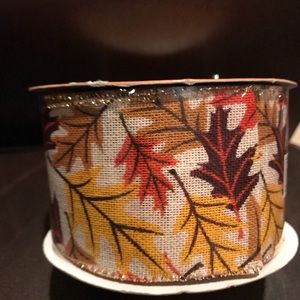 Fall-themed 2.5” Wide Wired Edge Leaf Motif Ribbon